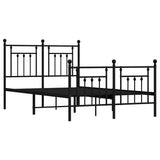 Bed Frame Black Powder-Coated Steel Small Double Metal Bed Frame 353552