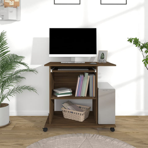 ZNTS Computer Desk Brown Oak 80x50x75 cm Engineered Wood 815545