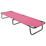 Sun Lounger Pink Powder-coated steel Large Foldable 310349