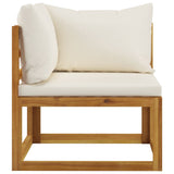 2 Piece Sofa Set with Cream White Cushions Solid Wood Acacia 318556