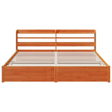 Bed Frame with Headboard Wax Brown 200 x 200 cm Solid Pine Wood 3422751