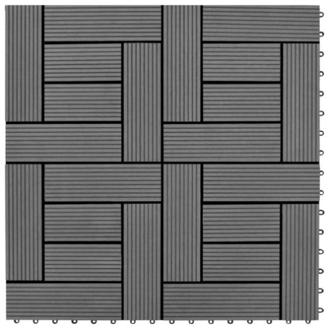 22 pcs Decking Tiles 30x30 cm 2 sqm WPC Grey 277799