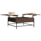 ZNTS Coffee Table Brown Oak 95x95x45 cm Engineered Wood and Metal 3217068