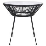 Dining Set Black Round PVC Rattan Decorative Inlays Dining Set 3085448