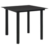 Garden Dining Set Black Powder-coated steel, glass, cotton rope 3060207