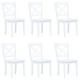 Dining Chairs 6 pcs White Solid Rubber Wood 277543