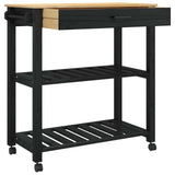 Kitchen Trolley MONZA Black 84 x 40 x 88.5 cm Solid Pine Wood 42027038