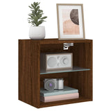 Bedside Cabinets with LED Lights Wall-mounted 2 pcs Brown Oak 837077