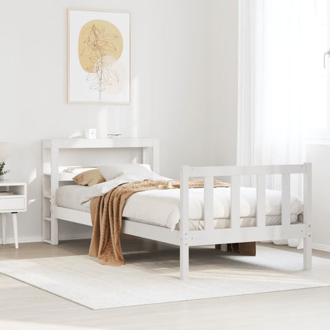 Bed Frame without Mattress White 90x200 cm Solid Wood Pine 3305756