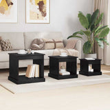 Coffee Table 3 pcs Black Oak Engineered Wood 881452