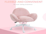 Makeup Vanity Chair, Cute Fluffy Desk Chair with Rolling Wheels for Bedroom Living Room, Pink T3398P328143