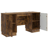 Desk with Shelf Smoked Oak 142.5 x 50 x 75 cm Engineered Wood 3414626