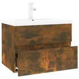 Sink Cabinet with Built-in Basin Smoked Oak Engineered Wood 3152867