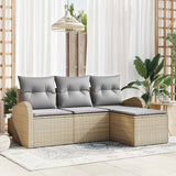 Sofa Set with Cushion 4 pcs Beige and Light Grey Poly Rattan 3354659