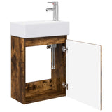 Bathroom Vanity Unit with Tap Smoked Oak 45.5 x 25.5 x 84 cm 889496
