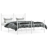 Metal Bed Frame without Mattress with Footboard White 150x200cm 374408