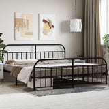 Metal Bed Frame without Mattress with Footboard Black 200x200cm 353660