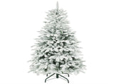 5 ft Artificial Flocked Christmas Tree with 717 Branches, Hinged Xmas Tree with Foldable Metal T3398P424883