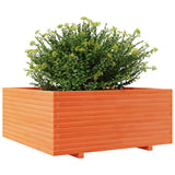 ZNTS Garden Planter Wax Brown 110x110x49.5 cm Solid Wood Pine 3282546