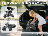 6 in 1 Foldable Kids Trike with Adjustable Parent Handle & Canopy for Ages 1-5, Black T3398P378919