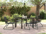 Garden Dining Set 5 pcs Black Powder-Coated Steel 3379171
