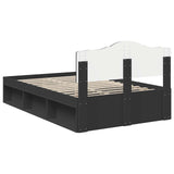 Bed Frame with Headboard Black 135 x 190 cm Solid Pine Wood 3412908