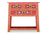 Sideboard with Drawers Solid Mango Wood Pink Hand Painted 244841