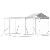 Outdoor Dog Kennel with Roof Silver 4x4x2.5 m Galvanised Steel 3190470