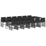 13 Piece Garden Dining Set with Cushions Black Poly Rattan 3211663