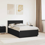 Bed Frame with Headboard Black 135 x 190 cm Engineered Wood 3408174