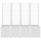 Garden Planter with Trellis White 160x40x140 cm PP 367874