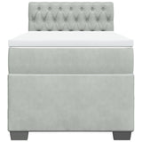 ZNTS Box Spring Bed with Mattress Light Grey 90x200 cm Velvet 3286216