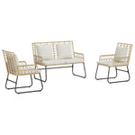 Garden Dining Set 3 pcs Brown and Cream Poly rattan, steel 42010355