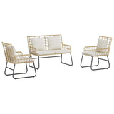 Garden Dining Set 3 pcs Brown and Cream Poly rattan, steel 42010355