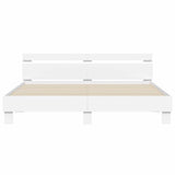 Bed Frame with LED White 193 x 203 cm Engineered Wood 3402853