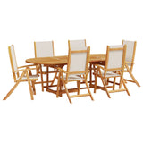 ZNTS 7 Piece Garden Dining Set Solid Wood Acacia and Textilene 3279290