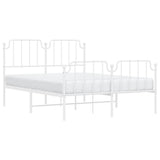 Metal Bed Frame without Mattress with Footboard White 135x190cm 373953