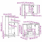 Bathroom Furniture Set 3 pcs Black Oak Engineered Wood 3402380