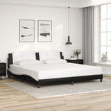 Bed Frame without Mattress "Zadar" Black and White 200x200 cm Faux Leather 3208210