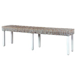 Bench 160 cm White Natural Kubu Rattan and Solid Mango Wood 285792