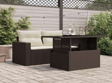 Garden Table with Glass Top Brown 100x55x73 cm Poly Rattan 366208