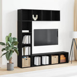 Bookshelf 3 pcs Black Oak 36 x 30 x 143 cm Engineered Wood 3333046