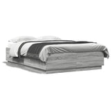 Bed Frame with LED without Mattress Grey Sonoma 160x200 cm 3209602