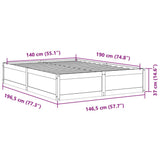 Bed Frame without Mattress White 140x190 cm Solid Wood Pine 3282382