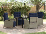 Garden Dining Set with Cushion 5 pcs Grey and Black Rattan 3380583