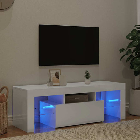 TV Cabinet with LED Lights High Gloss White 120x35x40 cm 804352