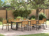 Garden Dining Set 9 pcs Black Solid Acacia Wood 3365469