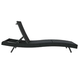 Sun Lounger Reclining Black 197 x 70 x 82 cm Poly Rattan 42009977