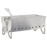Camping Fire Pit 42 x 22 x 18 cm Stainless Steel Silver 42028478