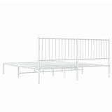 ZNTS Metal Bed Frame without Mattress with Headboard White 180x200cm 350935